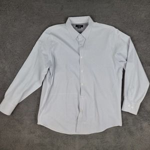 Attention‎ Dress Shirt Men's XL White Plaid Modern Fit Long Sleeve Button Down